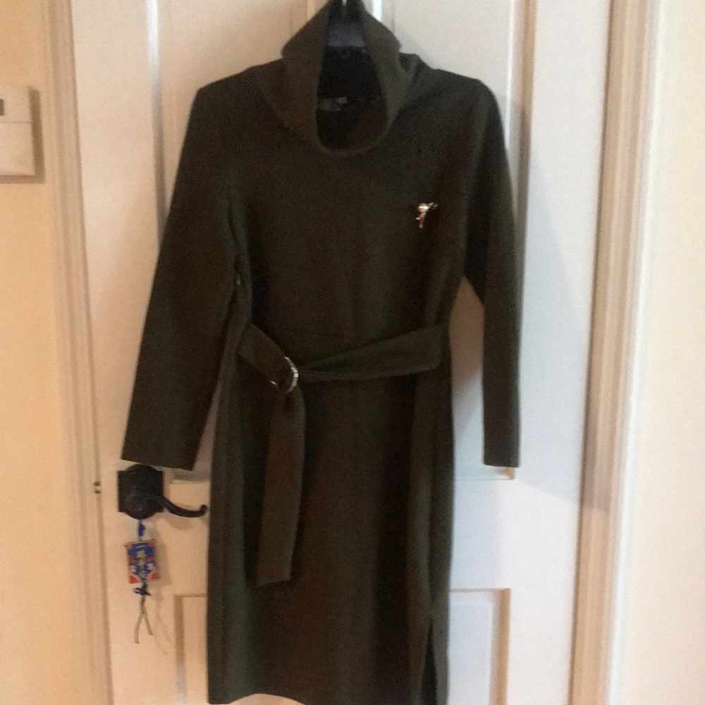 Chic Olive Green Long Sleeve Dress
